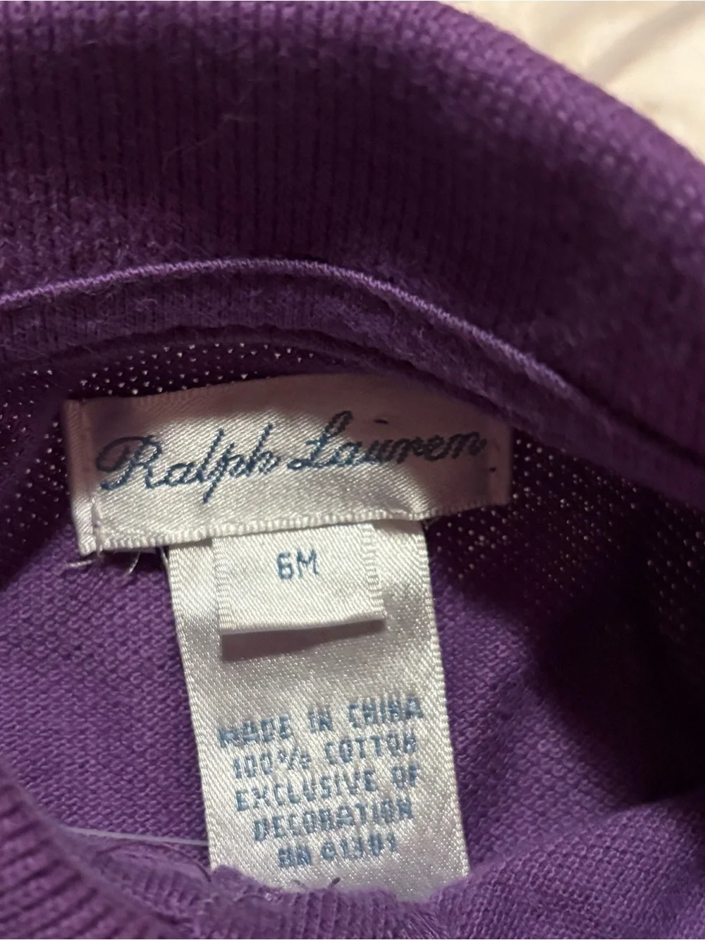 Vintage Ralph Lauren Baby Girl Purple Polo Ruffle Dress 6M Y2K